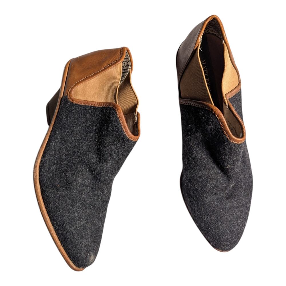 Anthropologie Matt Bernson Marlow Gray Wool Brown Leather Ankle Booties Sz 8